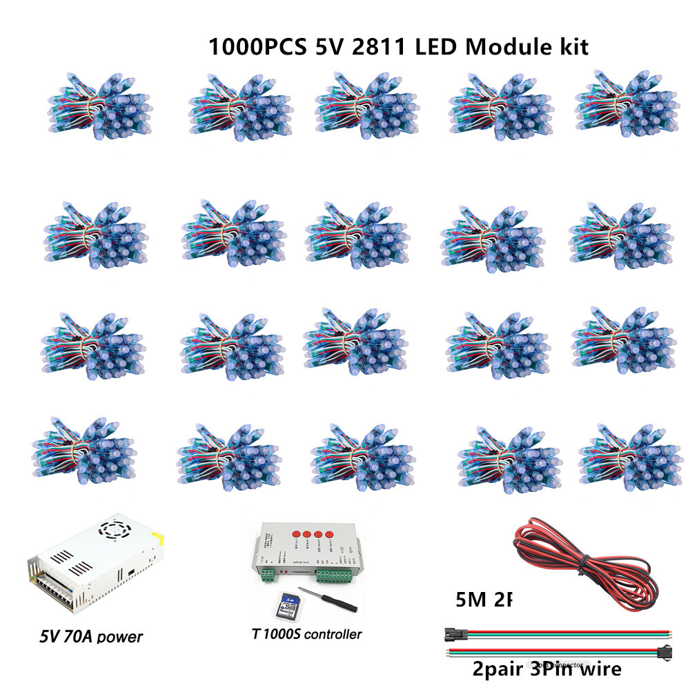 Eslite Life 11 1000pcs Dc5v/12v 12mm Ws2811 Full Color Led Pixel Light Module Ip68 Waterproof Rgb Color Input Striscia Led Ip68 - Foto 6