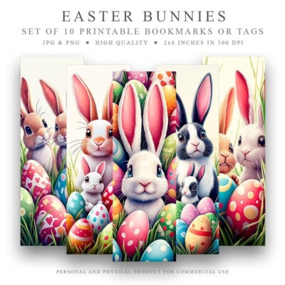 10 Osterhasen Lesezeichen Set - sofortiger digitaler Download FROHE OSTERN Tag