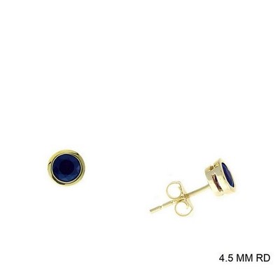 1.00 TCW Natural Round Cut Sapphire 14K Yellow Gold Studs   September Birthstone