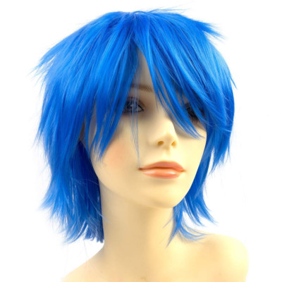Modernfairy Anime Halloween Wig Blue for Cosplay Party, Synthetic Layered Short 