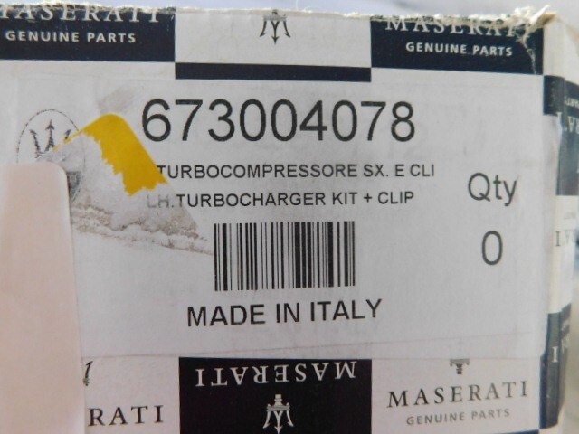 13-17 MASERATI GHIBLI (LEFT) TURBOCHARGER OEM# 673004078