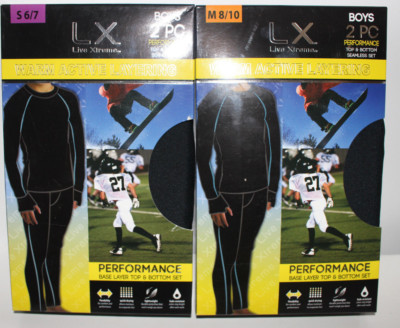 New, Live Extremes Performance Base, Warm Layering Top & Bottom Set for Boys