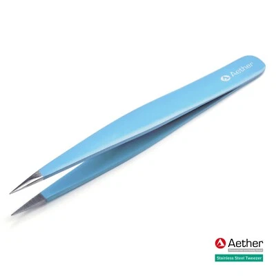 Aether® Tweezers Eyebrow Hair Pluckers Blue Green Yellow Pointed Slanted