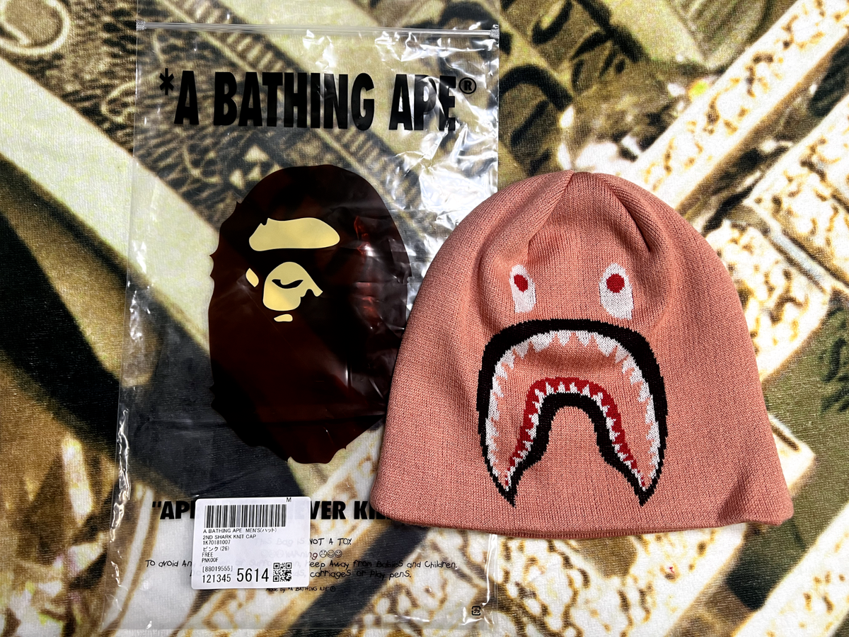 A Bathing Ape Bape 2nd shark knit cap beanie Pink SOLD OUT