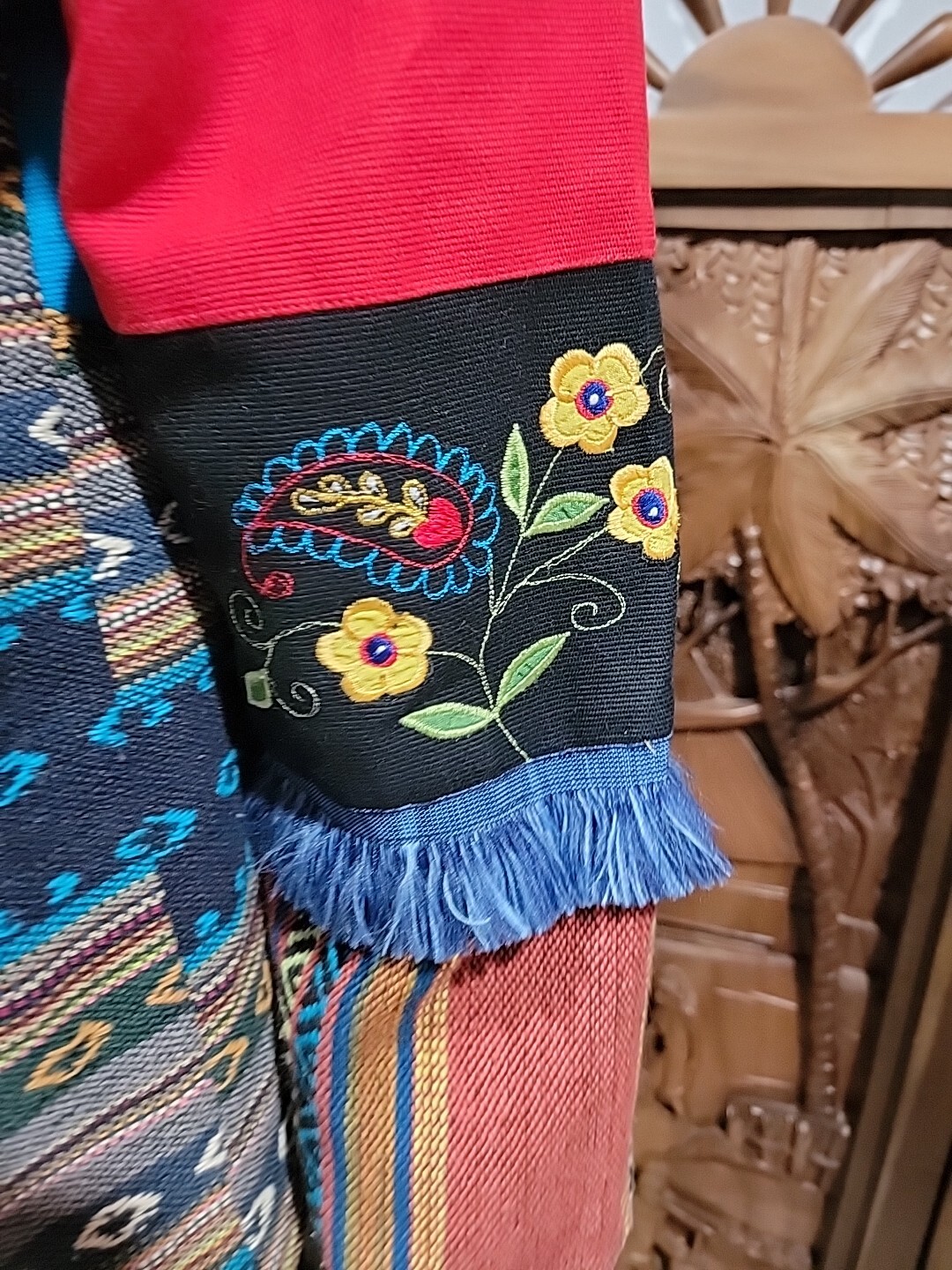 Indigo Moon Patchwork Jacket Size L Embroidered B… - image 7