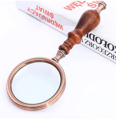 Wood Handle Handheld Magnifier,10X Antique Handle Magnifier For Reading Antique 