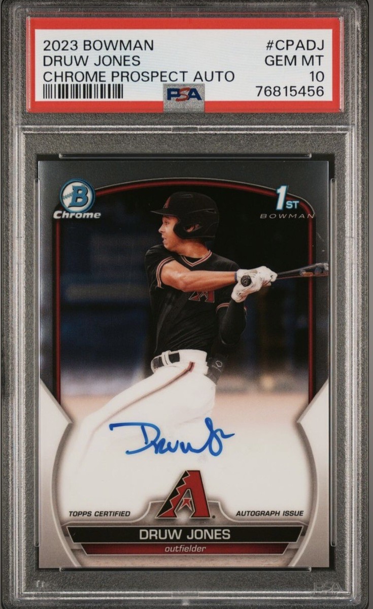 2023 Bowman #CPADJ Druw Jones Chrome Prospect Auto PSA 10 Gem Mint 