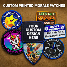 Custom Printed Morale Patch   Your Logo or Text   Hook  Loop, Sew On or Iron On