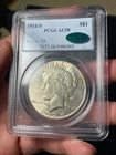 1934-S PCGS AU58 CAC Peace Silver Dollar Old Blue Label Key Date