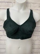 Cacique Bra Size 40D Unlined Full Coverage Green No Wire Lace comfort Stained