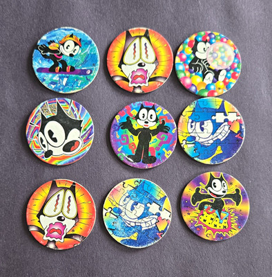 Felix the Cat Multicolor Round Collectible Discs/Caps Lot, English Animation