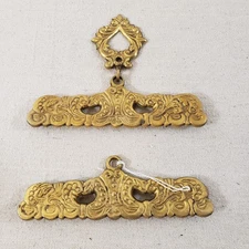 Brass Metal Ornate Bell Pull Hardware Needlepoint Tapestry Hanger Lot Of 2_AK
