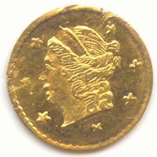 1871 California Fractional Gold Round Quarter Dollar 1/4 BG 809 AU Details