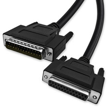 DB25 Serial Cable 25 Pin Male to Female Double Shielded 6.6 Ft Black