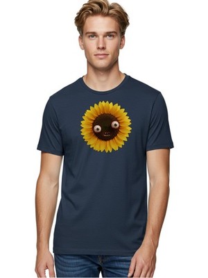 Zombie-Sunflower Mens Graphic Tee, 100% Cotton, Casual Summer Wear