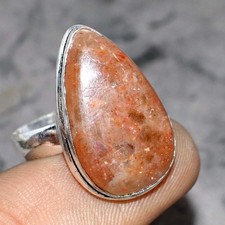 925 Silver Plated Sunstone Ethnic s Handmade Gemstone Jewelry Size US 7.5 JW