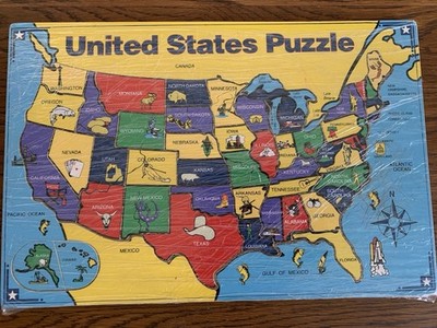 Wooden United States Puzzle Map, Multicolor, Under 15 Pieces, Ages 4-8