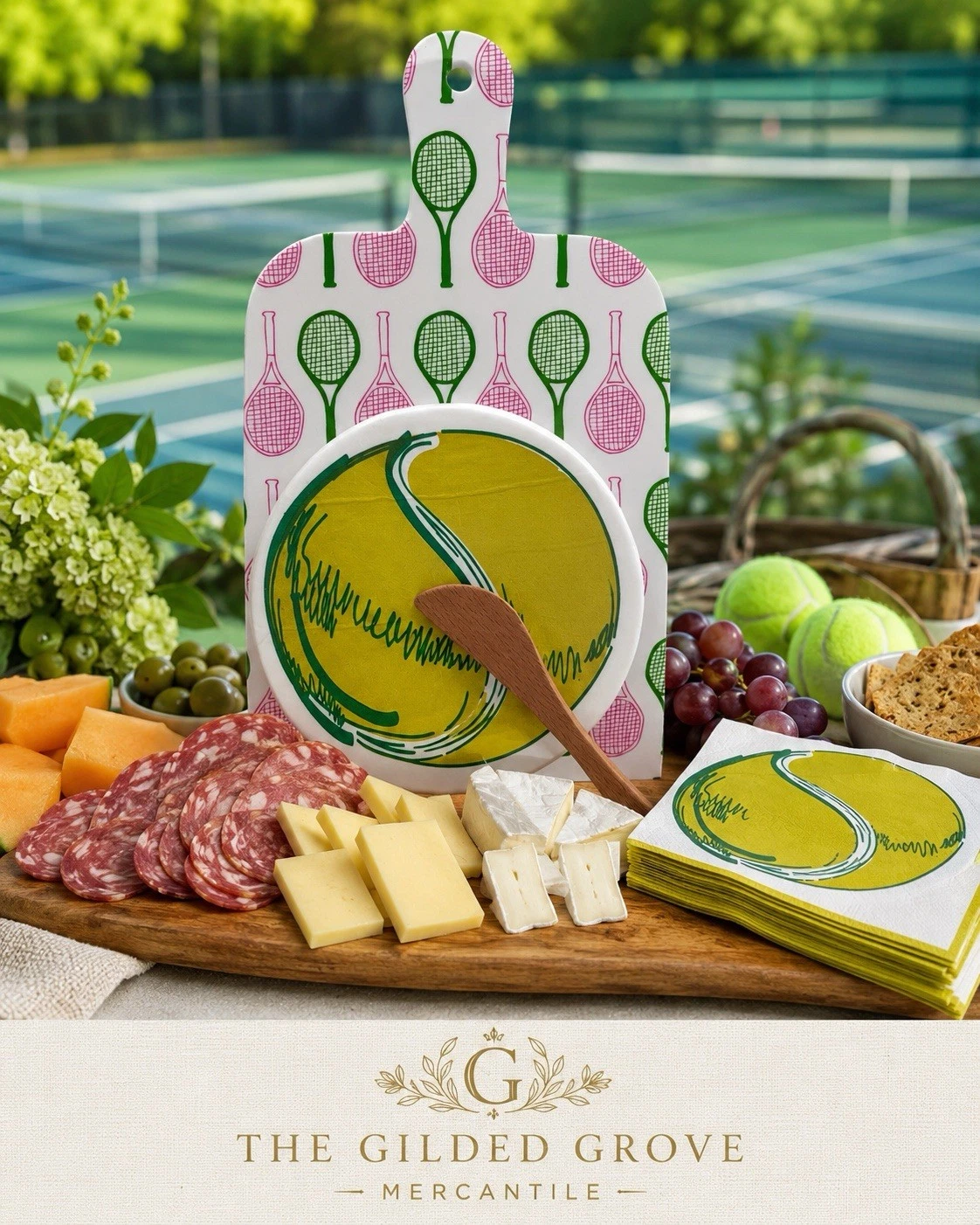 Mud Pie Tennis Melamine Cutting Board Tennis Ball Napkins Spreader Set Gift
Opens in a new window or