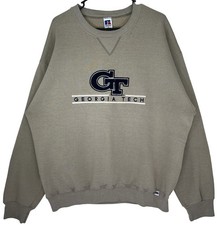Vintage Russell Georgia Tech Bar Line Sweatshirt Sz XL Mens Beige Essential 90s