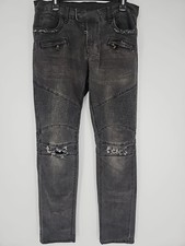 Pierre Balmain Zipper Biker Jeans Moto Style Denim Pants Men’s Size 34 x 33