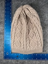 Beanie Toque Women One Size Beige Cable Knit 100 Acrylic Winter Snow Ski