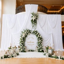 10x16 Ft White Backdrop Curtain Wedding Party 2 Panels Wrinkle Free Polyester