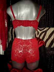 Fire Red Lingerie Set Sexy Red Lace Bra With Matching Lace Boy Shorts🔥💋
