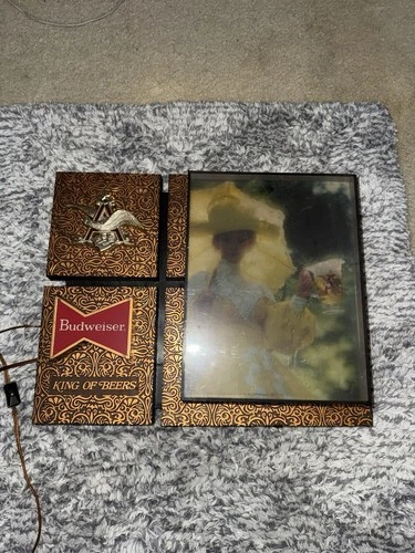 Vintage Budweiser Lighted King Of Beer Victorian Woman Sign (LIGHTS DONT WORK)