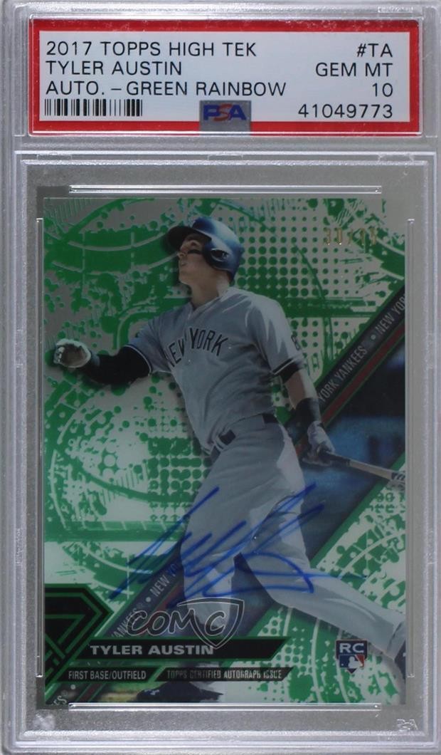 2017 High Tek Green Rainbow 30/75 Tyler Austin PSA 10 GEM MT Rookie Auto RC 8d2