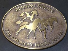 Vintage Running Strong For American Indian Youth Belt Buckle