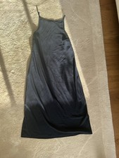 Warehouse 90s fashion size 8 dark blue square neck strappy slip midi dress