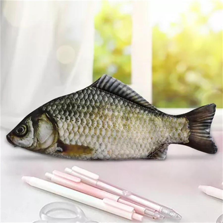 Realistic Shape Fish Pencil Bag Funny Zip Pouch for School -Ideal Gift Choice