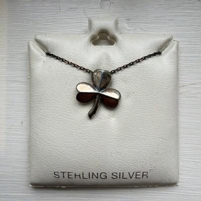 SOLVAR Silber glänzendes Kleeblatt Anhänger Kette (44cm) Halskette PUNZE 925 Silber