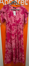 Ellie B Printed Button Up Dress, Fuchia Pink , Size 18/20, New With Tag, sf