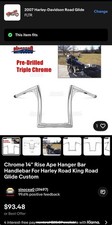 Chrome 14'' Rise Ape Hanger Bar Handlebar For Harley Road King Road Glide Custom