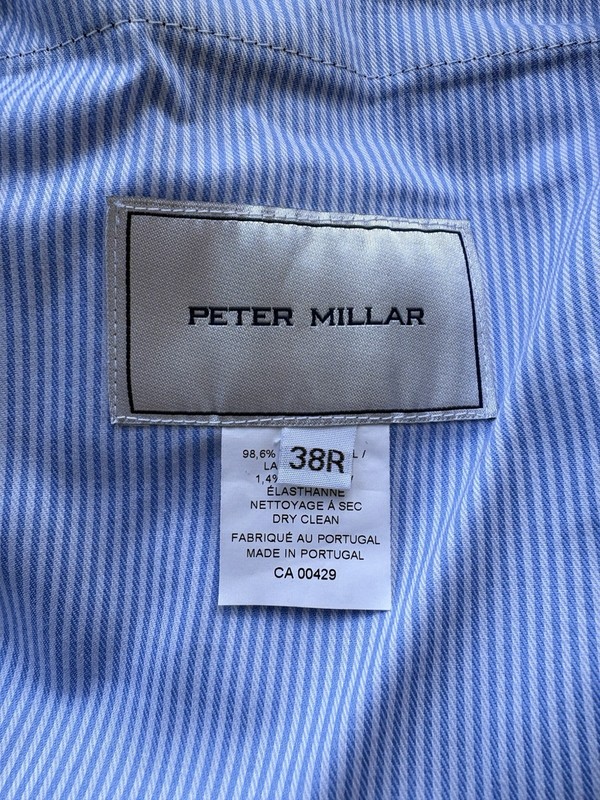 Peter Millar Black Virgin Wool Dress Pants Flat Front Size 38R Made in Portugal