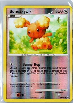 Pokemon Card - Buneary Arceus 55/99 2009 Common Reverse Holo Lightly Played
