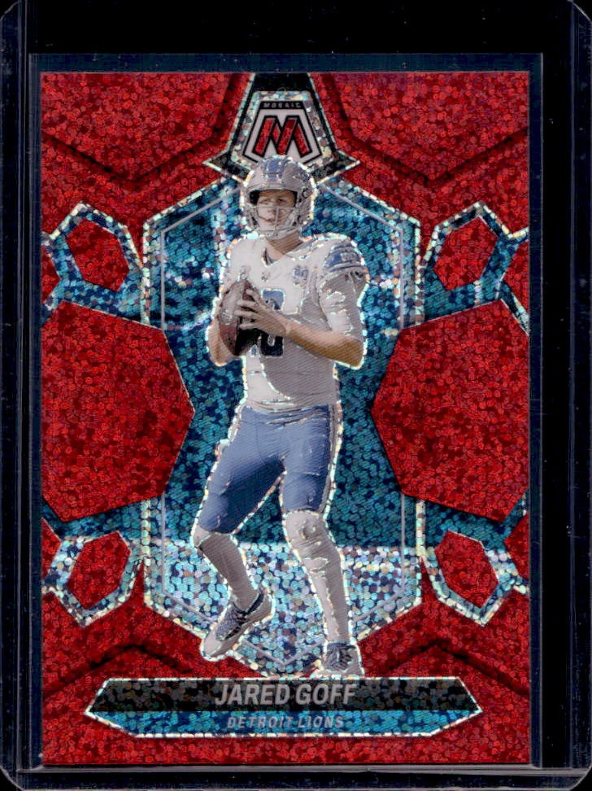 2024 Mosaic Jared Goff Red Sparkle Prizm #71 Lions