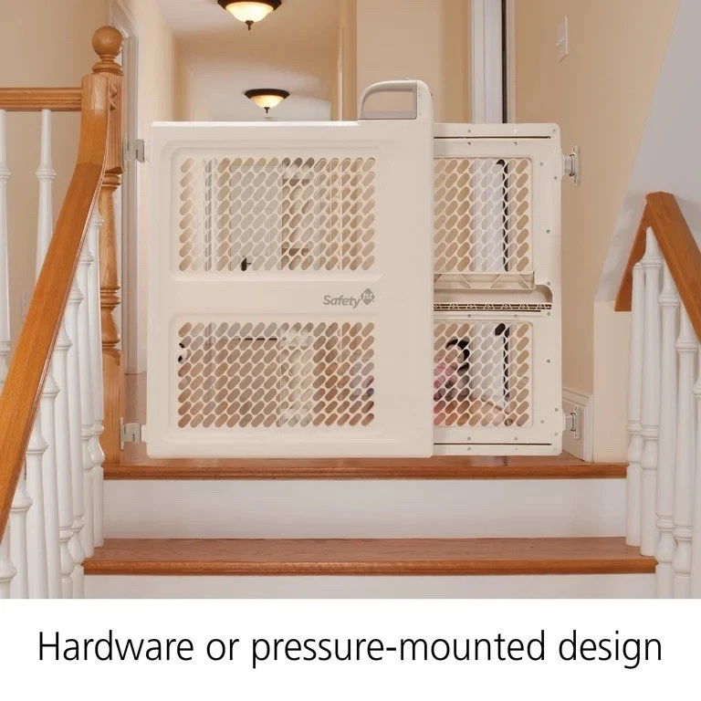 Puerta para bebé 2 en 1 para escaleras ajustable montada a presión puerta para mascotas para niños 28 a... Foto 2 de 4
