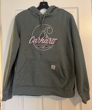 Carhartt Women's Pullover Hoodie Sweatshirt Size L Gray Relaxed Fit
