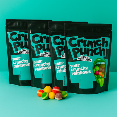 (5,45 EUR/100g) Crunch Punch Sour Crunchy Rainbow Freeze Dried Candy 4x50g 4Pack