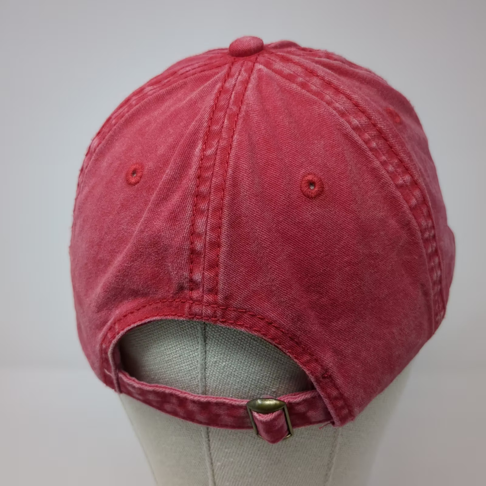 Red Baseball Cap Adjustable Slideback Washed Cott… - image 6