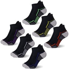 Kids Ankle Athletic Socks 6 Pairs Half Cushioned Low Cut Sport Cotton Boys