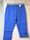 NWT Women's Bill Blass Capri Pants Size 14 Blue W/ Multi Colored Scarf Like Belt — photo 5