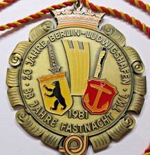 Estate RARE Original Carnival Medal Medal 1981 20 Years of Berlin-Ludwigshafen!