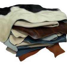 3 lbs Genuine Full  Top Grain Leather Scraps   Mixed Earth Tones   Soft, Fle...
