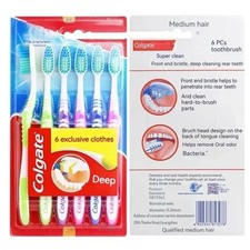 6-Pack Soft  Medium Bristle Toothbrushes Set Colgate-Style Unisex Family  New