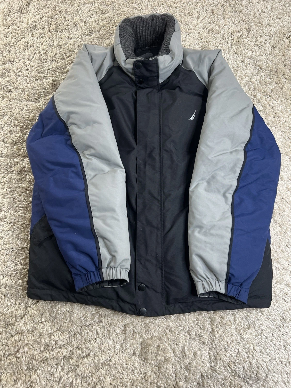 Nautica Men’s Down Reversible Puffer Coat With Hood Size XL