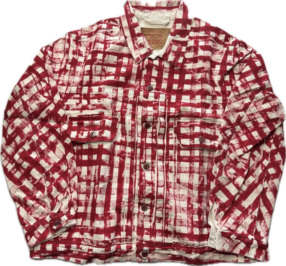 DENIM TEARS x Levi's Kiss My Grits Red White Picnic Denim Jacket