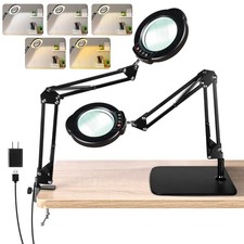 Jaenmsa 10X Magnifying Glass Light And Stand Led Desk Lamp Base And Clamp 5